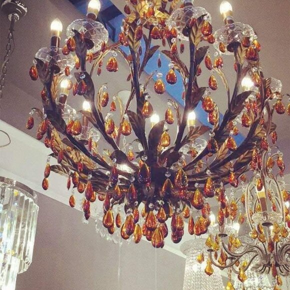 H&D Amber Chandelier Teardrop Pendant Hanging Crystal Replacement Part for Chand - Picture 6 of 6